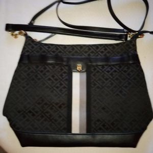 Tommy Hilfiger black leather and canvas